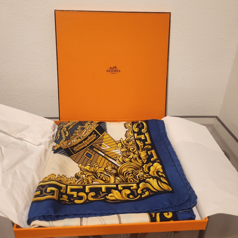 Hermes Vintage Jonques Et Sampans Silk Scarf 90 - Picture 8 of 8